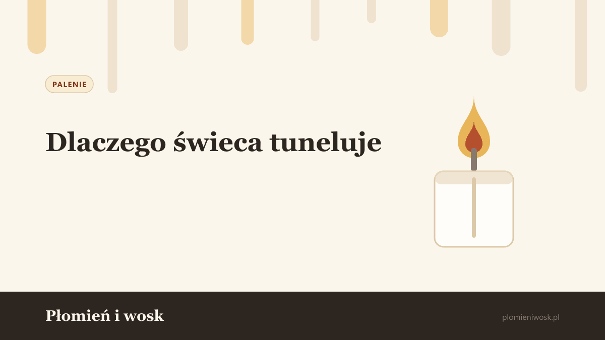 Świeca sojowa z wydrążonym kominem pośrodku i grubym pierścieniem nietkniętego wosku przy ściankach słoika